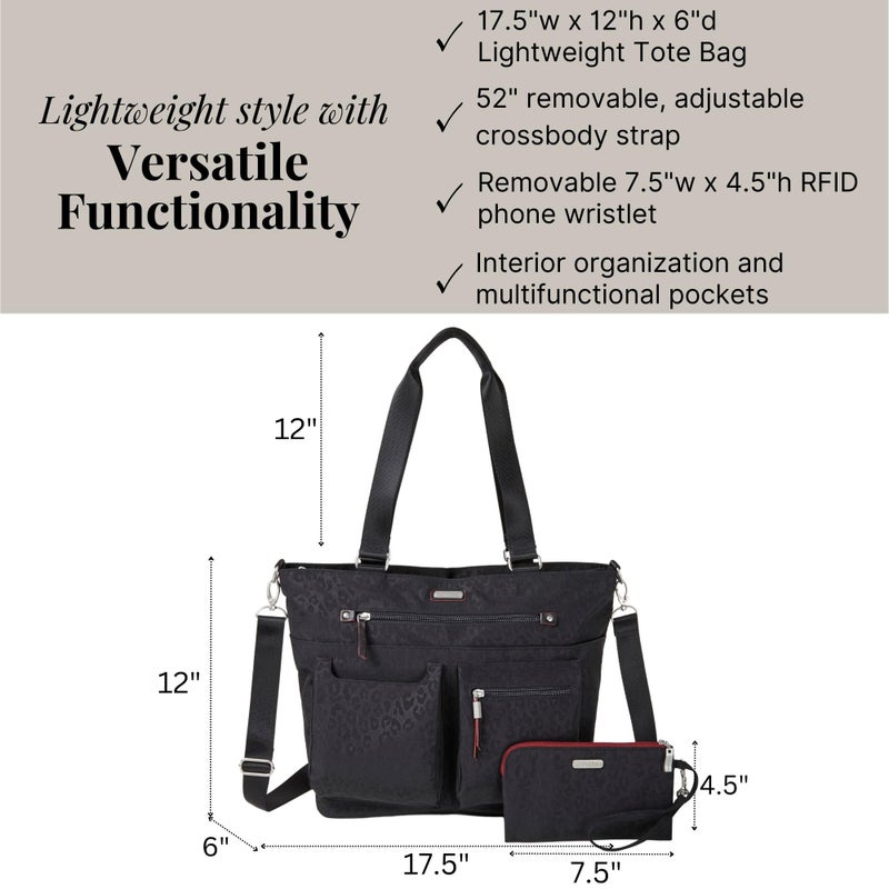Baggallini Any Day Tote with RFID Phone Wristlet - Adjustable Crossbody Tote Bag for Women - Lightweight Travel Bag - Image 4
